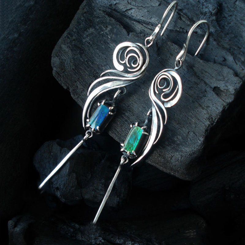 Wholesale Geometric  Green Square Zirconia Hollow Metal Handmade Earrings