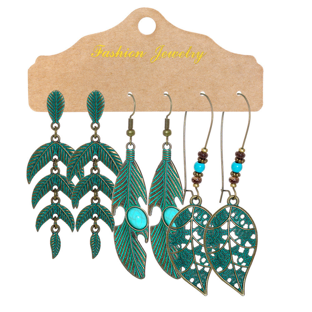 Wholesale Bohemian Floral Geometric Earring Set Zinc Alloy Fashion Accessory for Boutique Resale