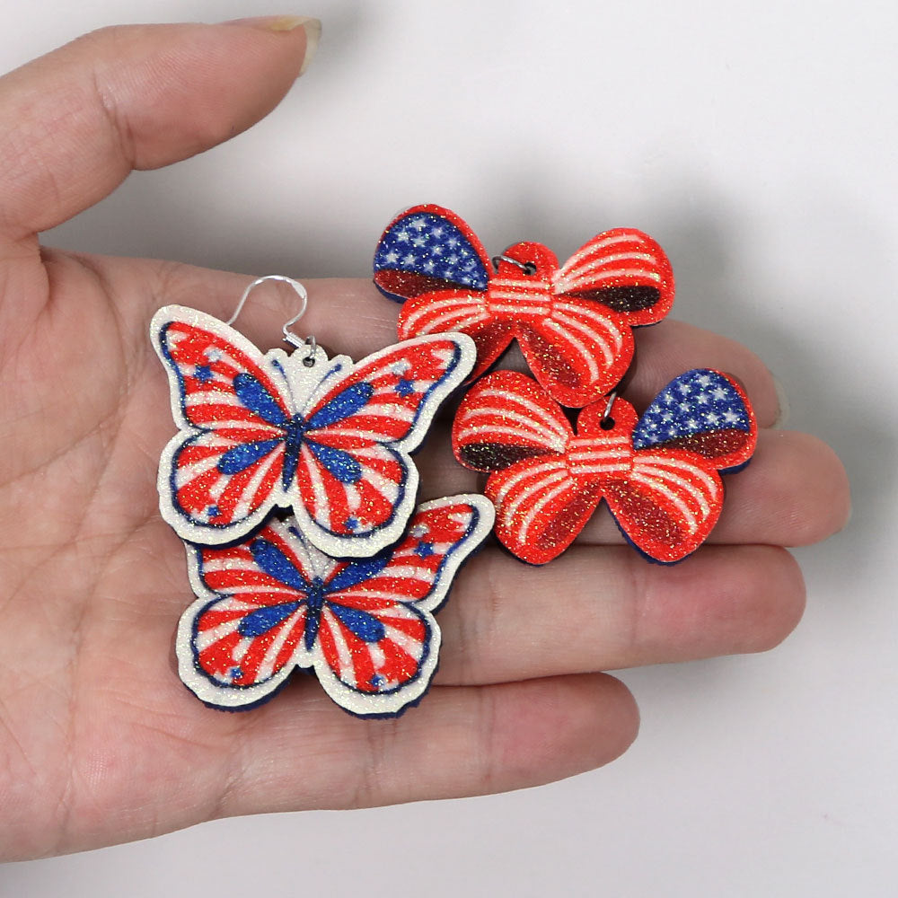 Wholesale Independence Day Earrings  Flag Pentagram Pendant Earrings