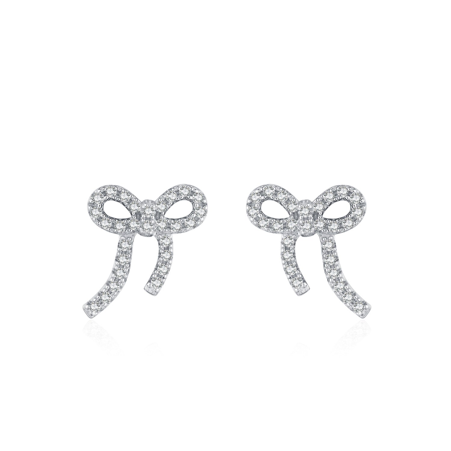 Wholesale S925 Silver Light Luxury Full Diamond Bow Ribbon Earrings