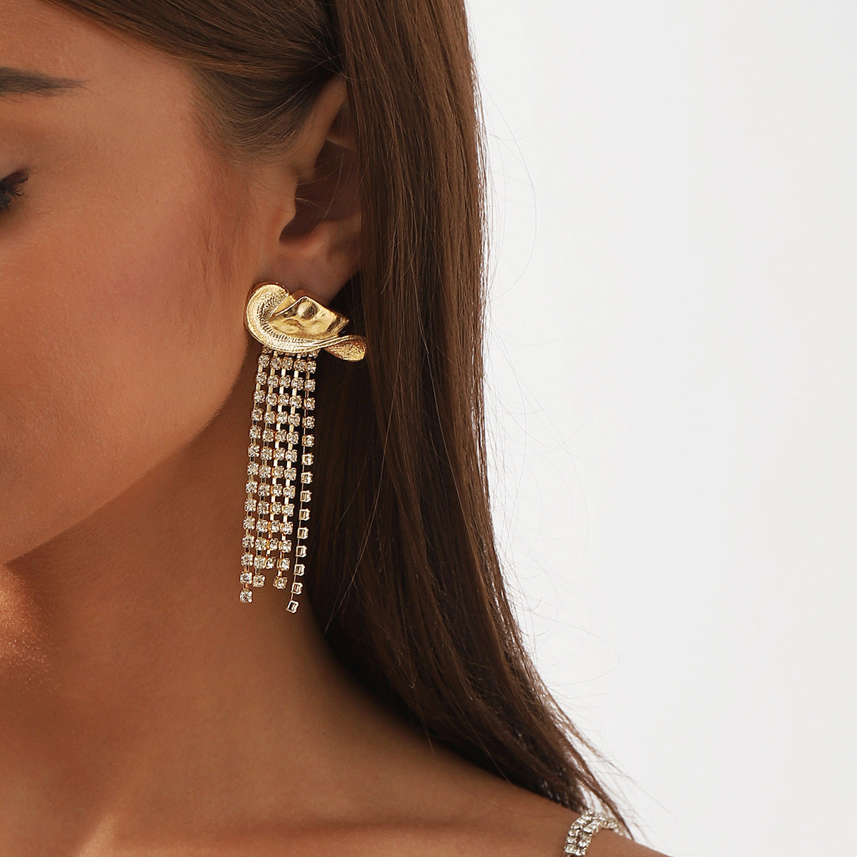 Wholesale  Western Denim style hat tassel earrings