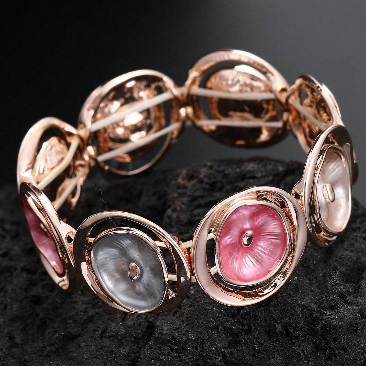 Wholesale  round hollow flower alloy elastic bracelet