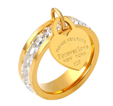 Wholesale forever heart letter gold plated stainless steel ring