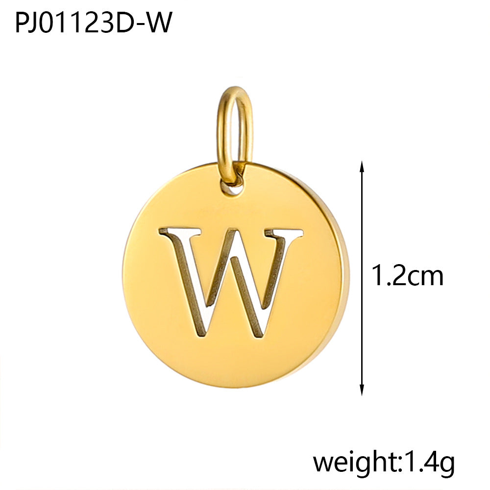 Wholesale Stainless steel round brand 26 letter hollow DIY pendant