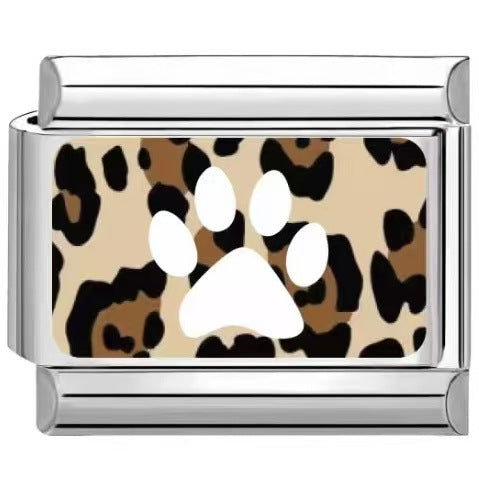 Wholesale Trendy Paw Print Leopard Pattern DIY Stainless Steel Bracelet Charms Jewelry Accessory