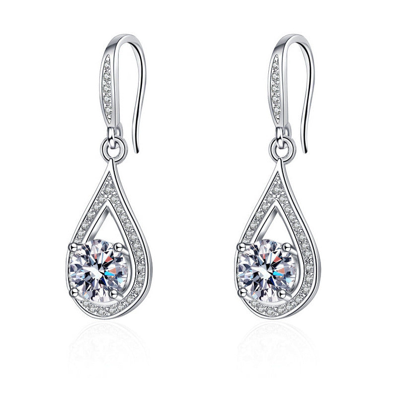 Wholesale Moissanite 18k gold water drop-shaped zircon earrings