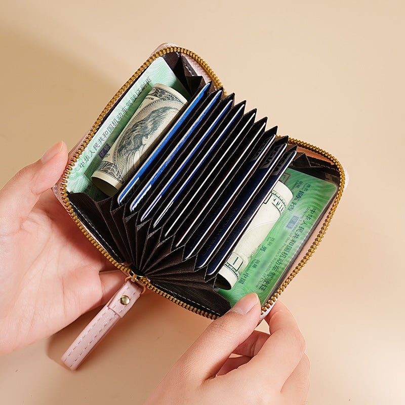 Wholesale Chic Macaron Pastel Accordion Card Wallet For Women PU Credit Card Organizer Everyday Casual Coin Purse