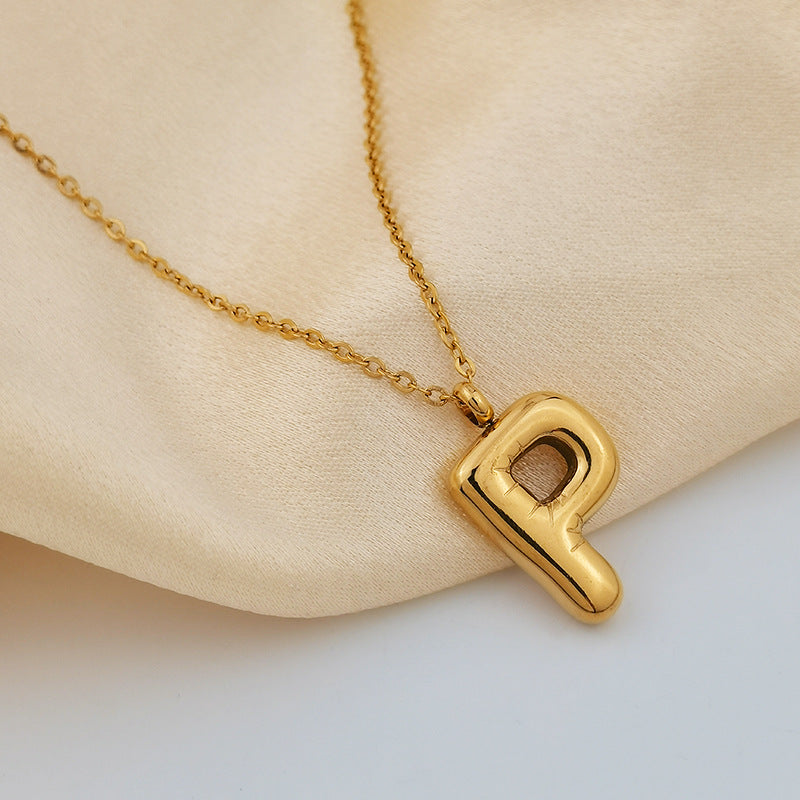 Wholesale 26 Letters 18K Gold Plated Polished Letter Necklaces ACC-NE-GuDi014