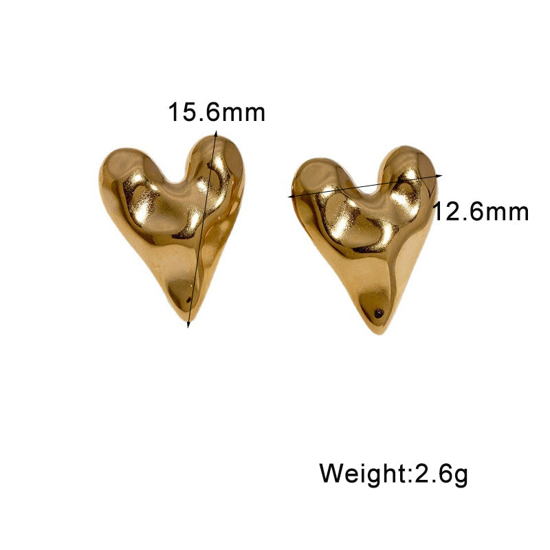 Wholesale Sweet Heart Gold Plated Stainless Steel Earrings Chic Jewelry Accessory For Boutique Resale