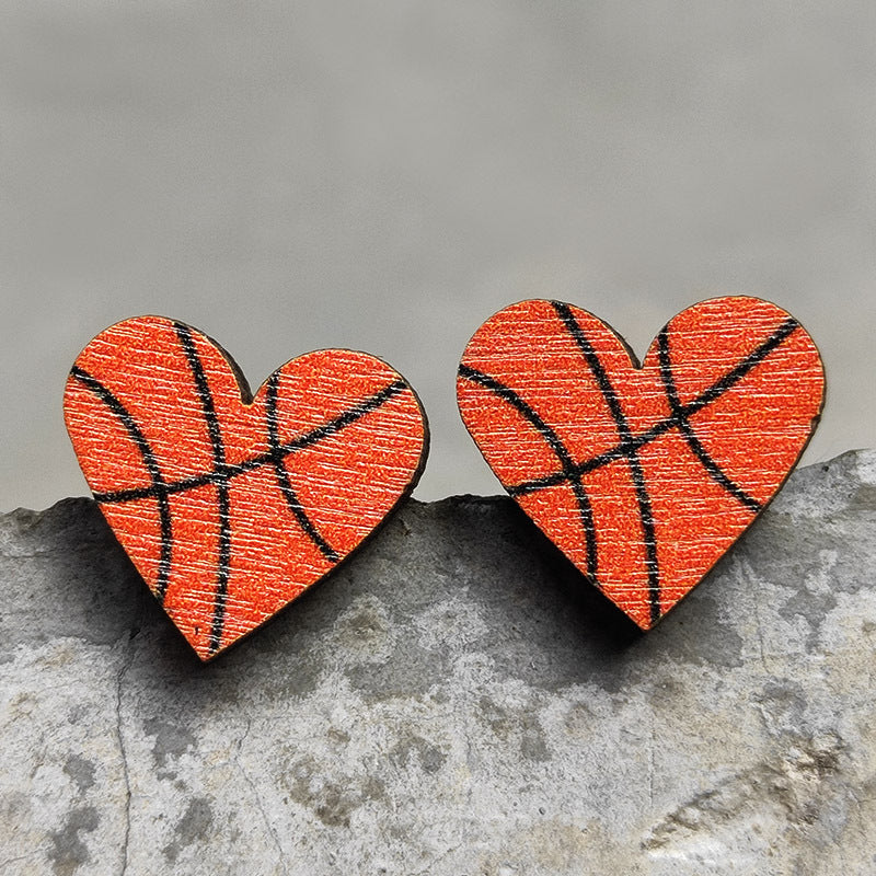 Wholesale Event sports jewelry heart-shaped Sports Baseball earrings