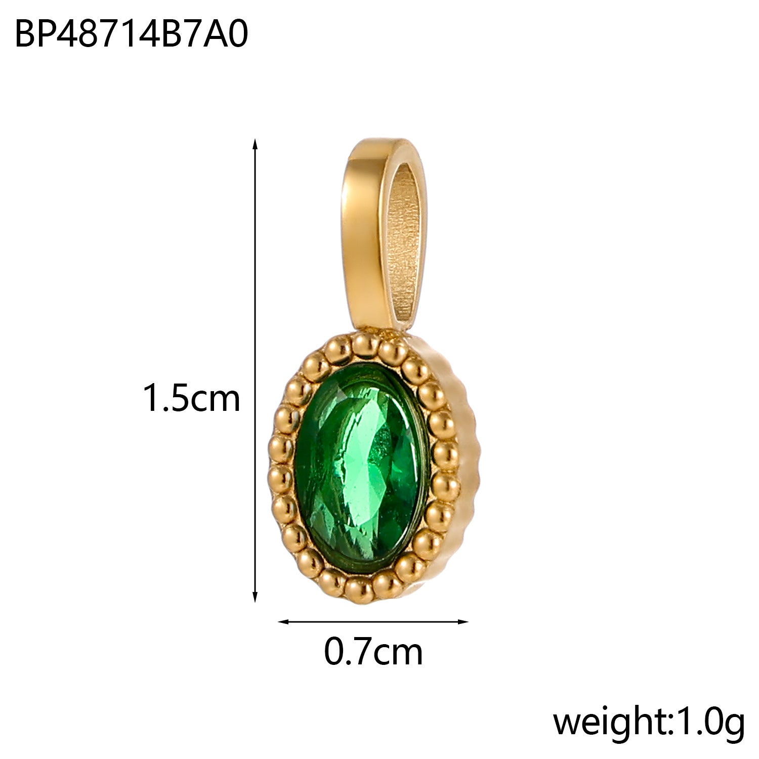 Wholesale Colored Zircon Round DIY Stainless Steel Pendant