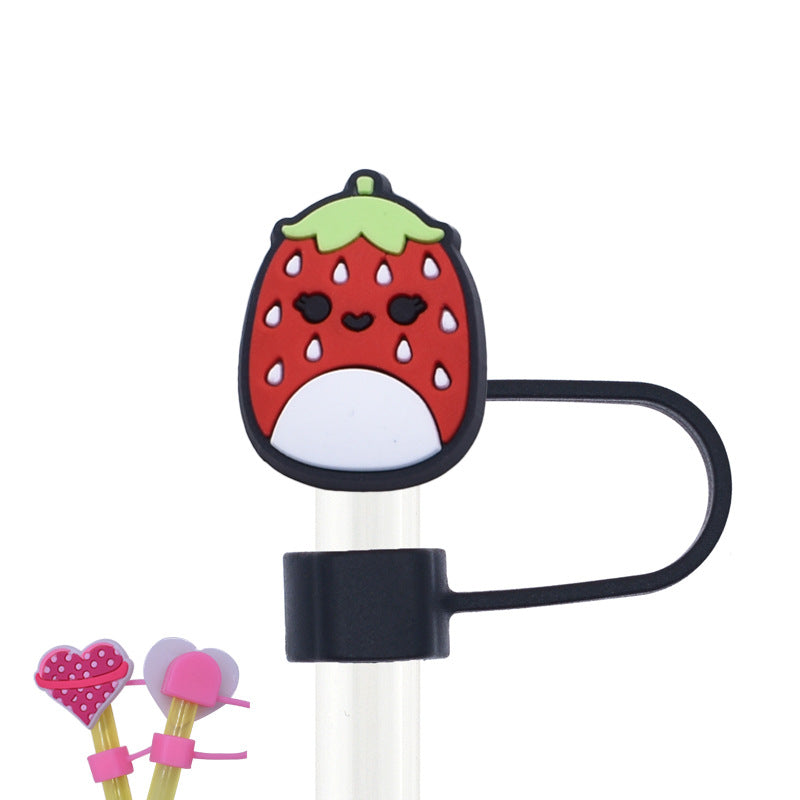 Wholesale Random 100pcs Cartoon Cute Pig Straw Cover 10MM Straw Tube Cap