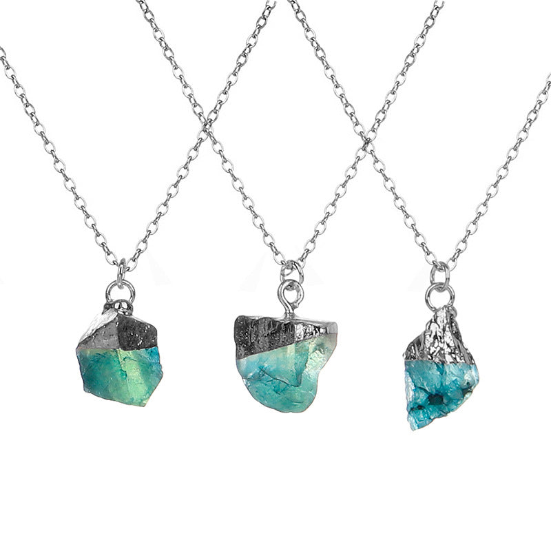 Wholesale Colored Natural Stone Irregular Birthstone Crystal Alloy Necklace ACC-NE-ZhuangZ005