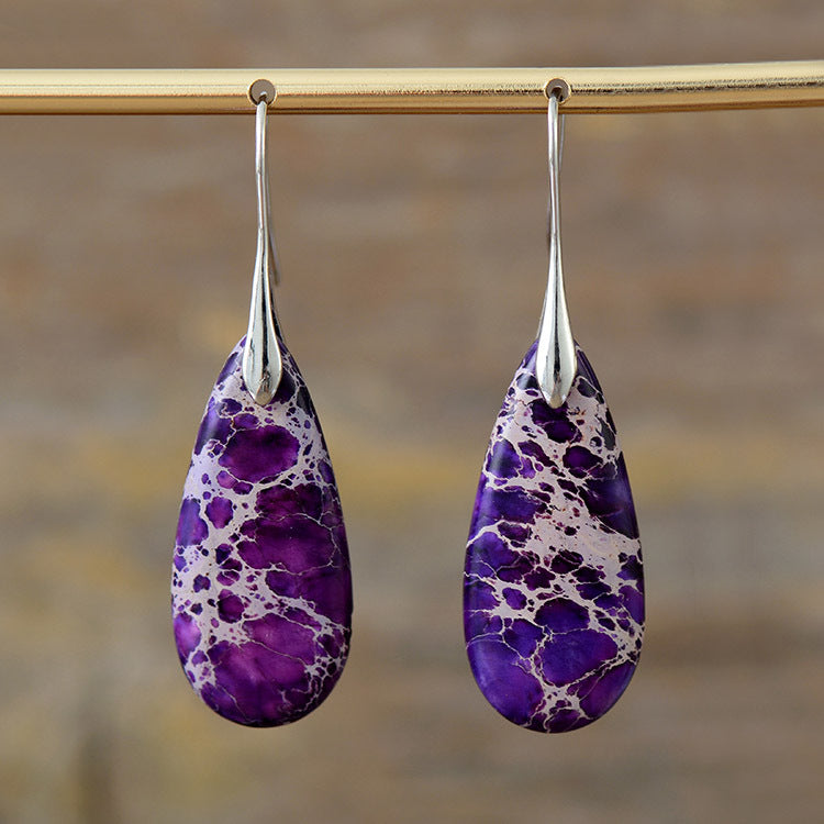 Wholesale Bohemian Natural Stone Emperor Stone Water Drop Pendant Earrings ACC-ES-LZ004