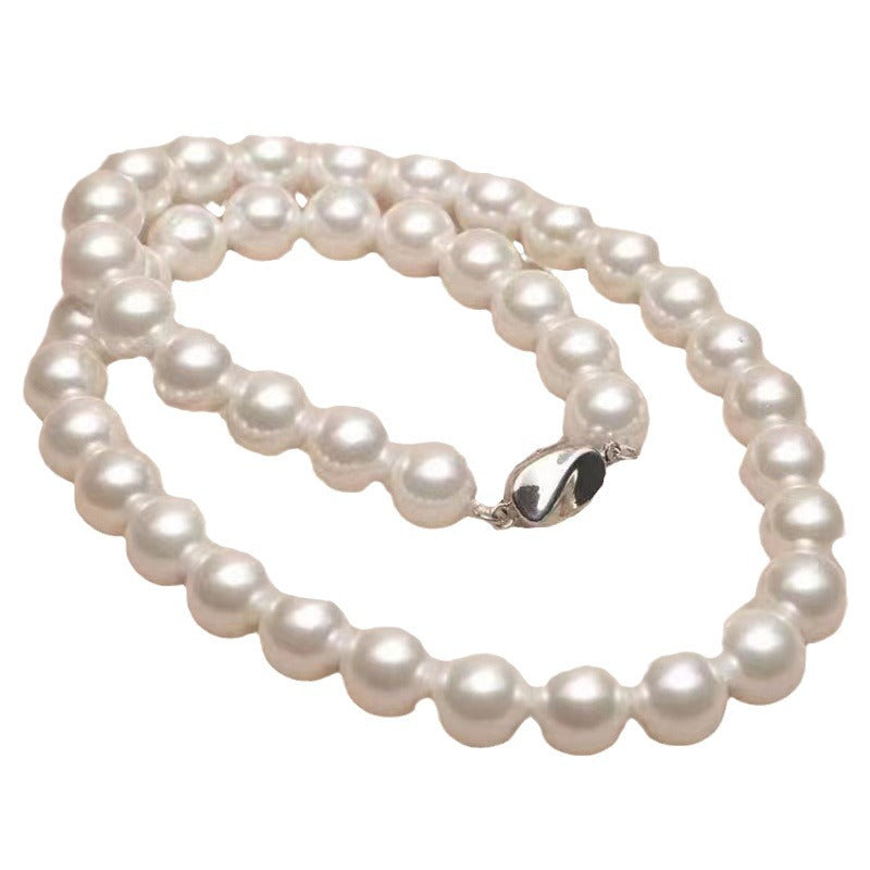 Wholesale S925 sterling silver ingot buckle pearl necklace