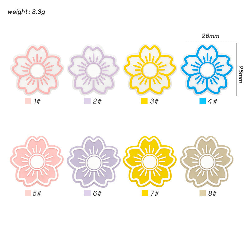 Wholesale Food Grade Silicone Cherry Blossom Teether Beads For Baby Teething DIY Craft Supply
