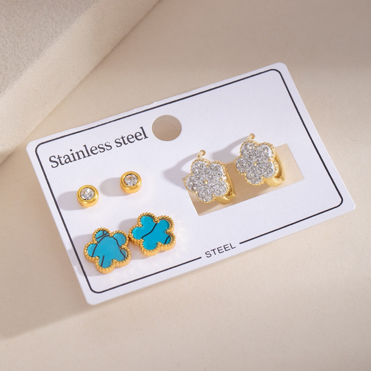 Wholesale Stainless Steel Earrings with Gold Star Rhinestone Red Circle Hoop Party Wear Fashion Accessory