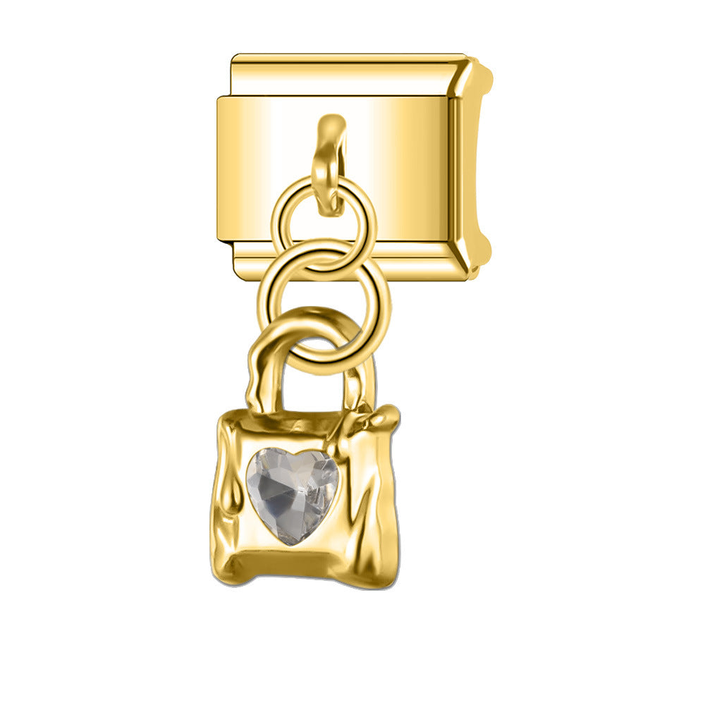 Wholesale Italian Charm Bracelet 9mm DIY Splicing Cross with Diamond Heart Stainless Steel Composable Bracelet