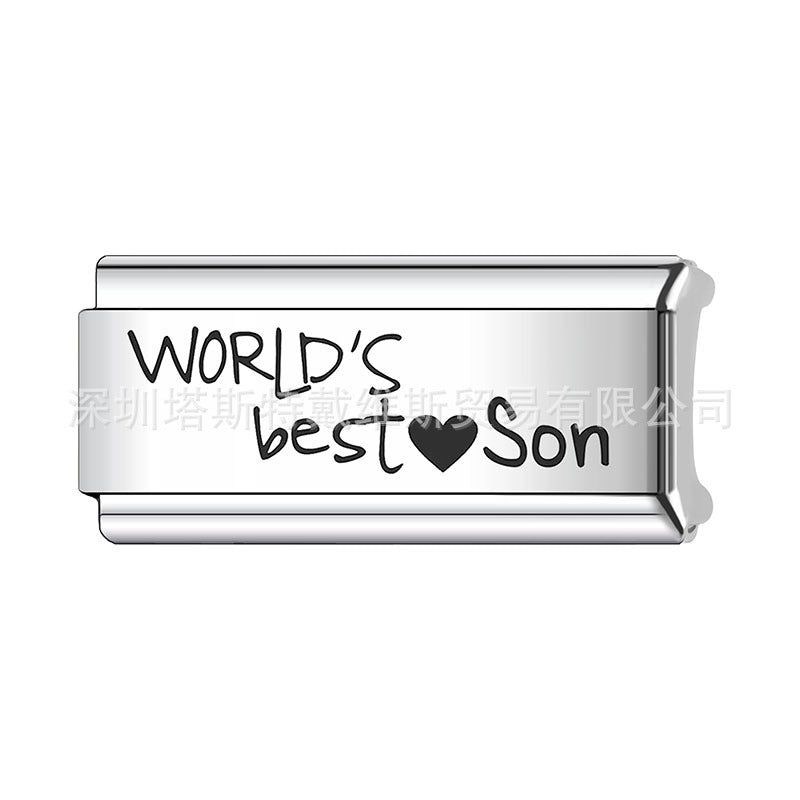 Wholesale   Italian Charm Bracelet 9mm DIY Home Laser Engraving Long Series Creative Stainless Steel Composable Bracelet