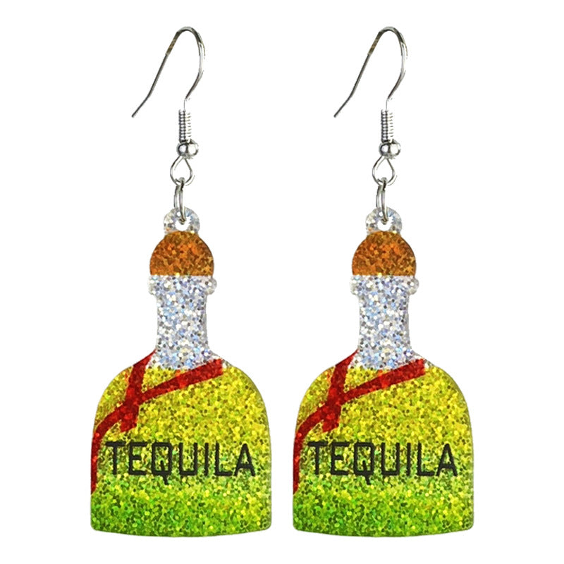 Wholesale 2 Pairs/Pack Colorful Party Beer Festival Red Wine Cocktail Acrylic Earrings ACC-ES-HY162