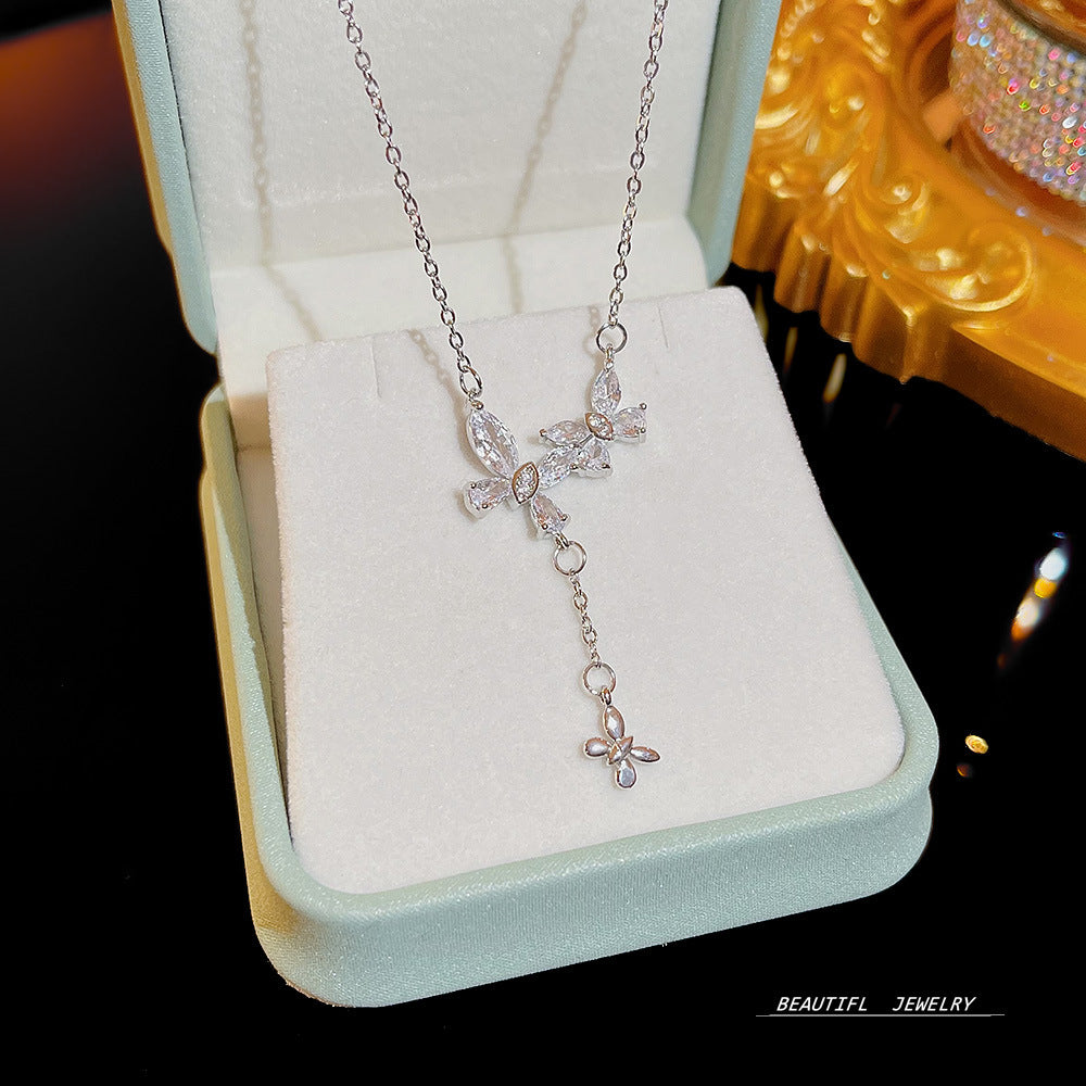 Wholesale Micropaved Zirconia Clavicle Chain Titanium Steel Necklaces Choker Necklace ACC-NE-Xiyue005