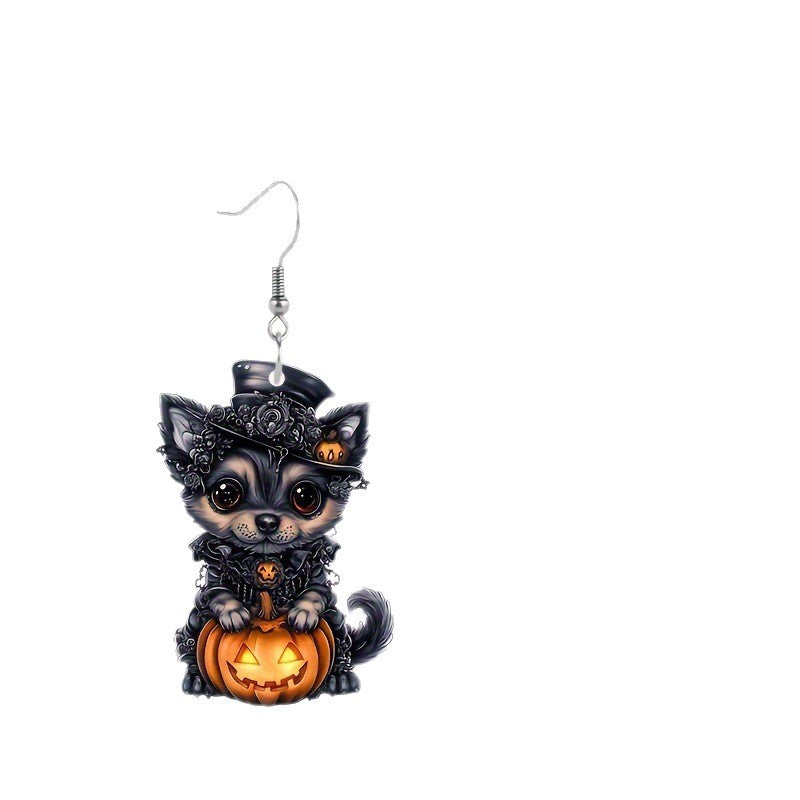 Wholesale Acrylic  Earrings Cute Cartoon Pumpkin Ghost Dark Style Party Jewelry Accessory