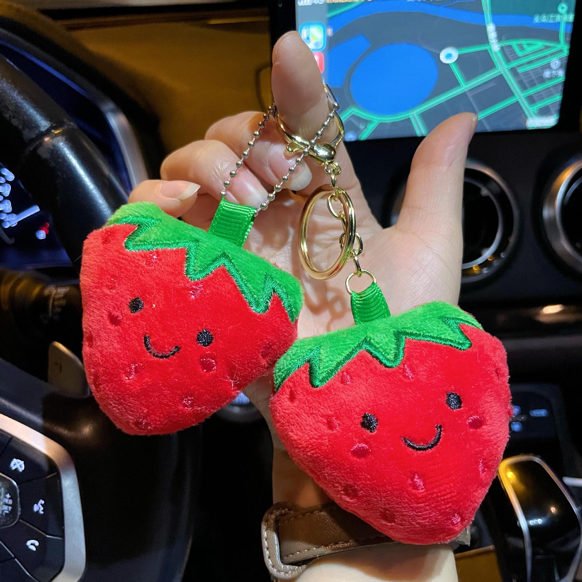 Wholesale Cute Cartoon Strawberry Plush Keychain Bag Charm Car Accessory Gift
