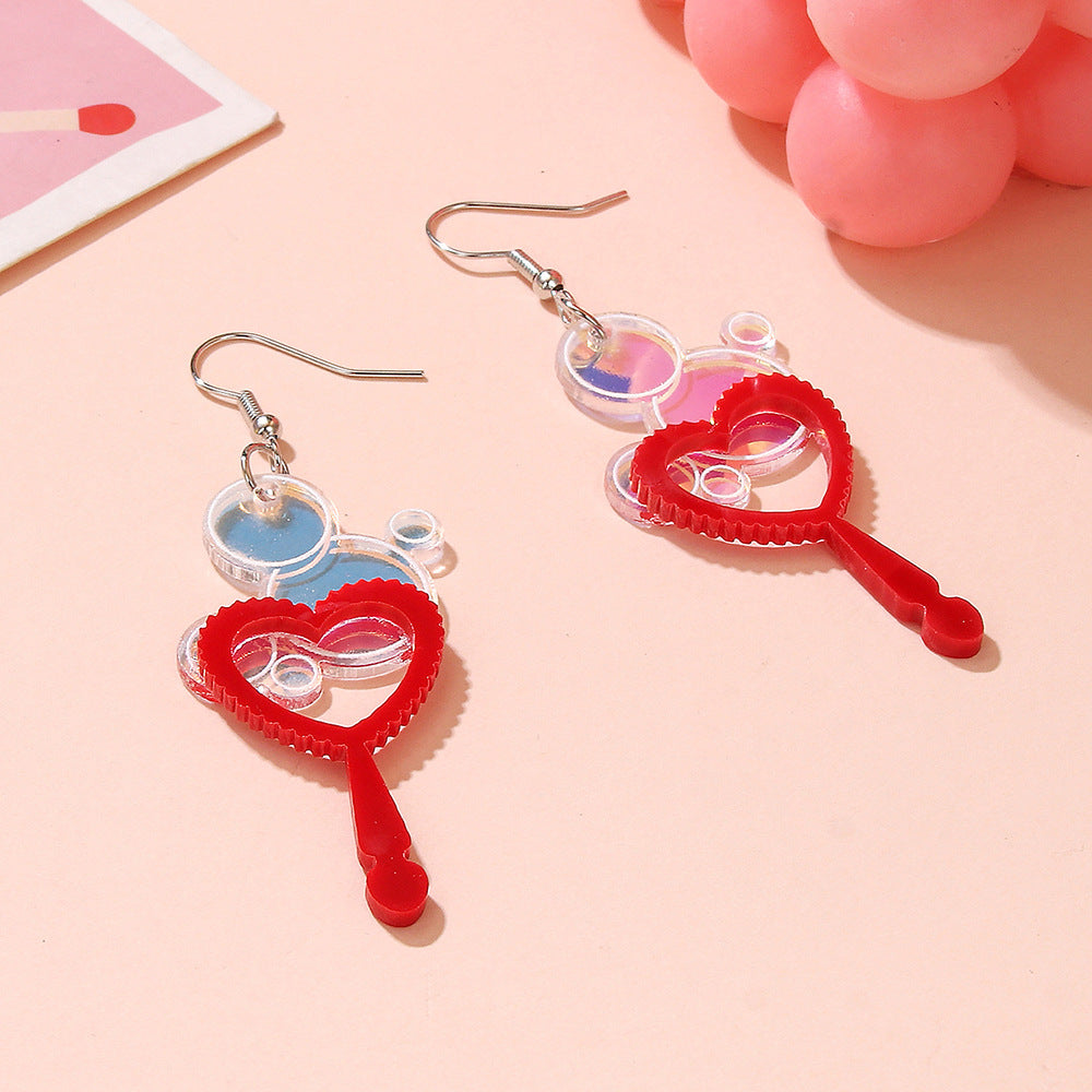 Wholesale Colorful Bubble Heart Stick Acrylic Earrings