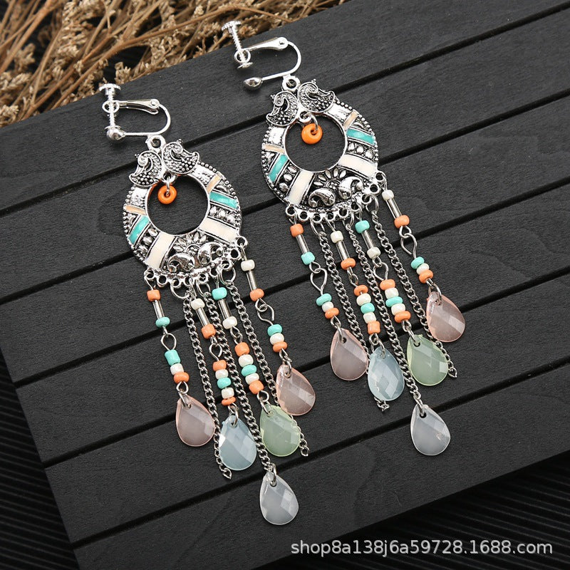 Wholesale alloy ethnic style long earrings