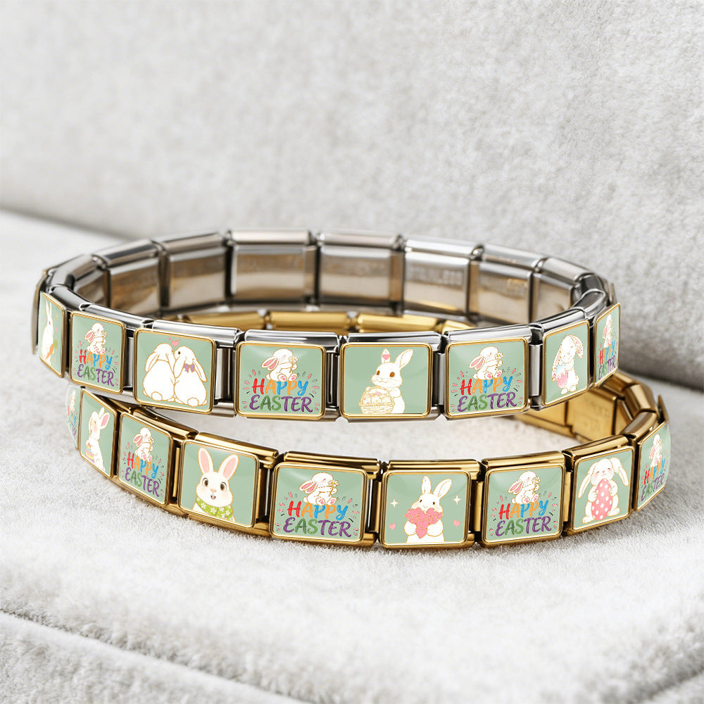 Wholesale Easter Bunny Modular Bracelet Stainless Steel DIY Detachable - Everyday Wear Jewelry Accessory