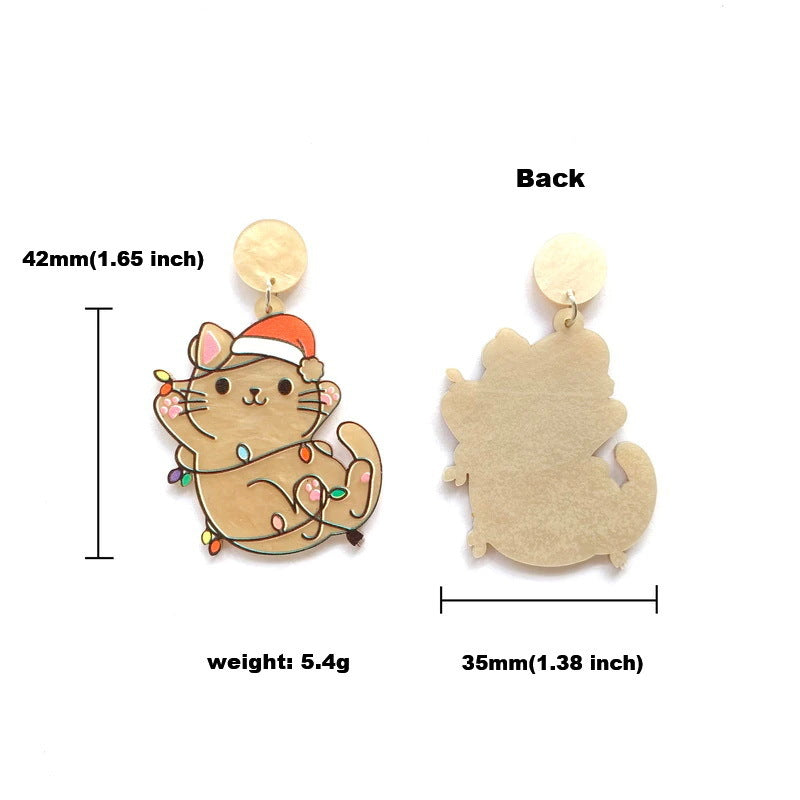 Wholesale Christmas Tree Rainbow Koala Dinosaur Cactus Gingerbread Man Acrylic Earrings ACC-ES-XP012
