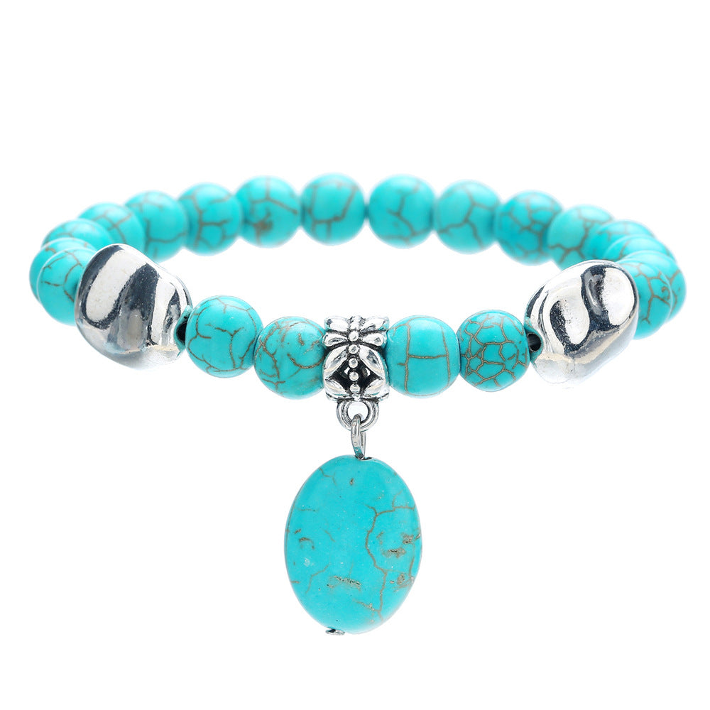 Wholesale 2pcs Turquoise Beaded Evil Eye Starfish Returnee Bracelet