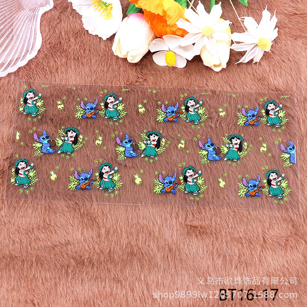 Wholesale Cartoon UV transfer stickers,  crystal stickers,  tear-off crystal labels with text,  16oz glass stickers