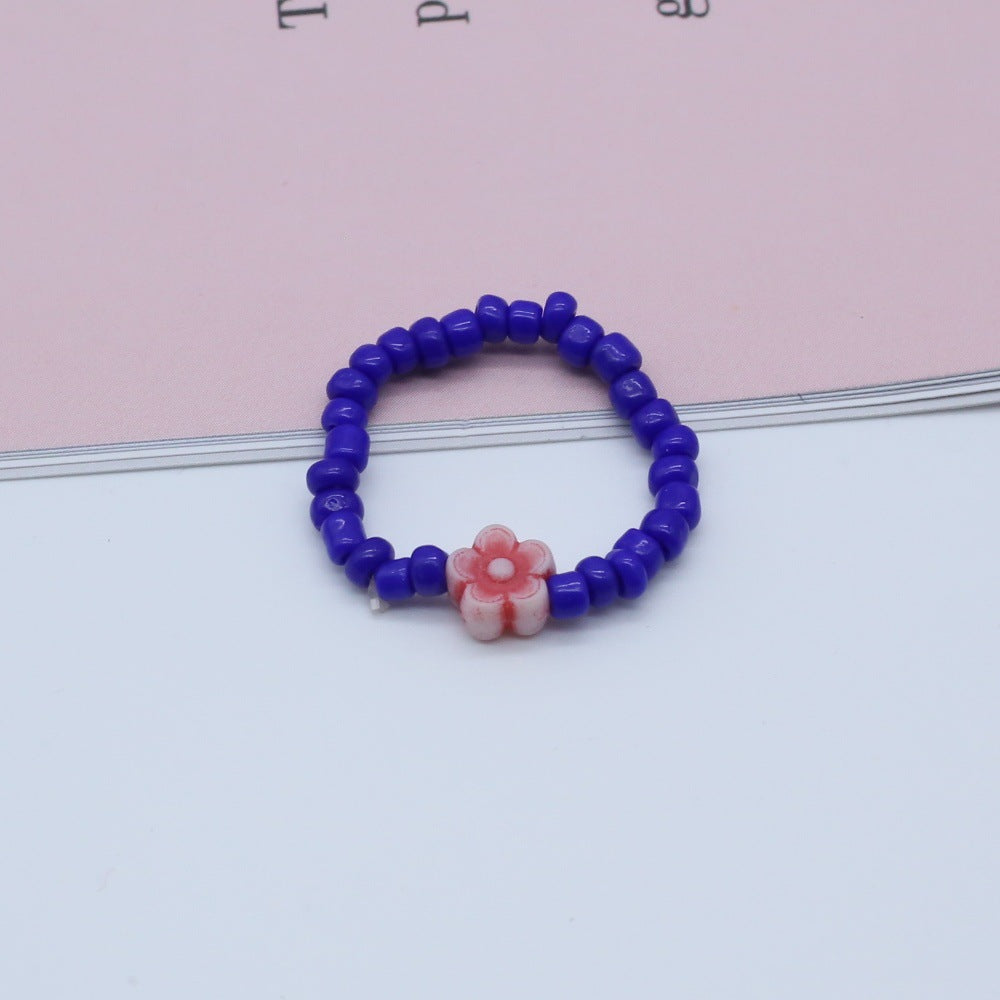 Wholesale  flower hand-woven rice beads beaded ring