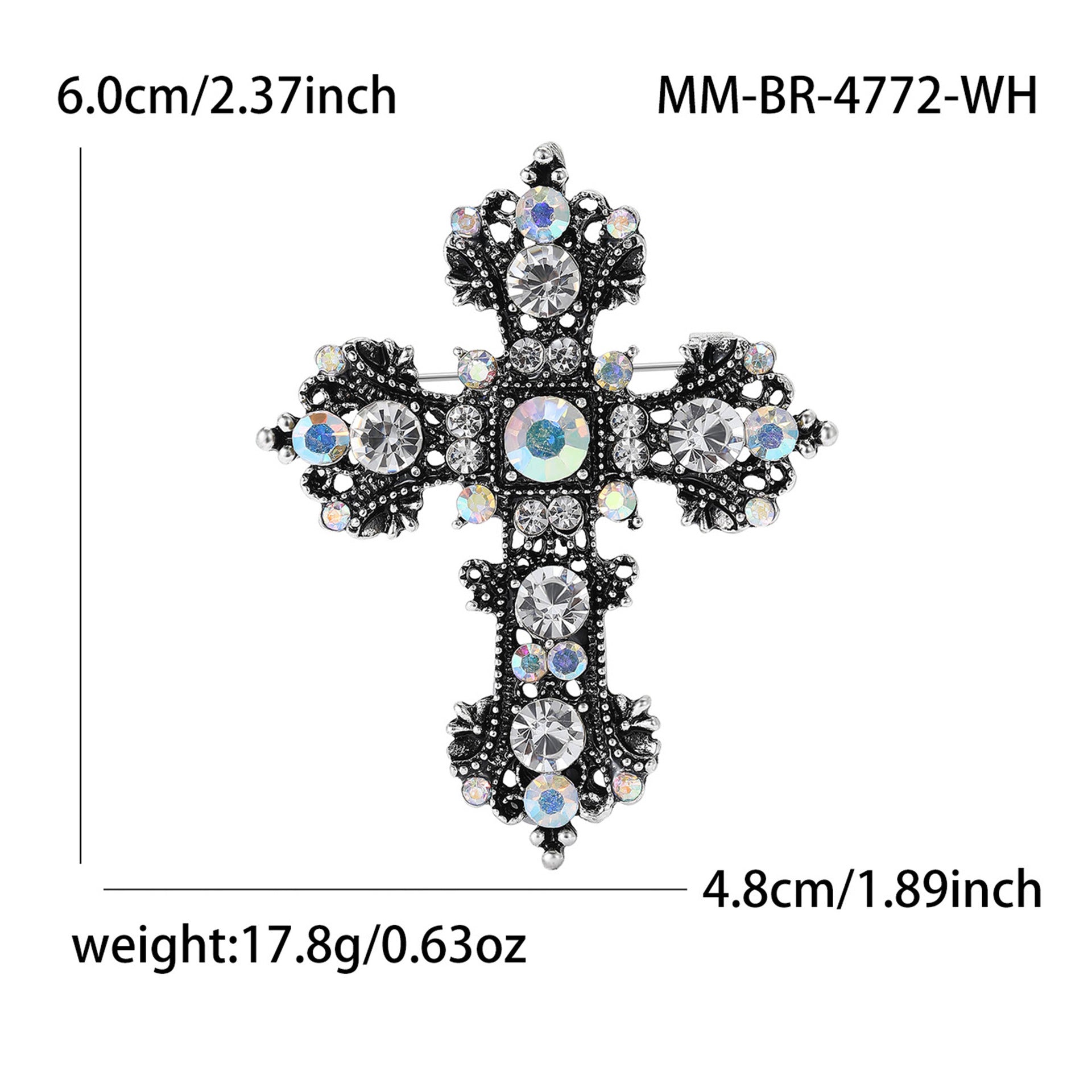 Wholesale Trendy Alloy Cross Brooch Pin Women Chic Clothing Corsage Party Gift Accessory