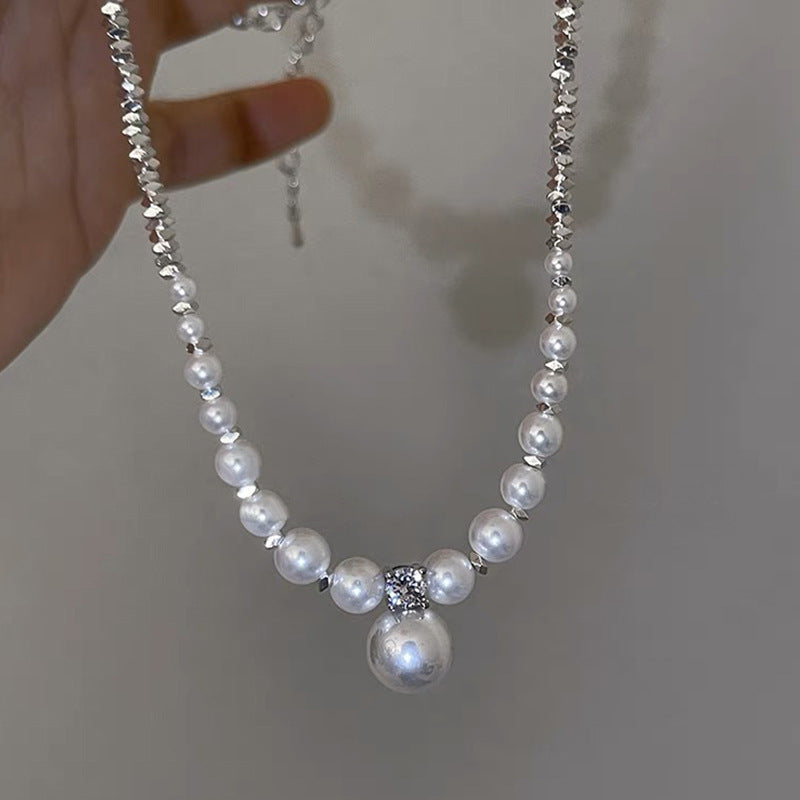 Wholesale Pearl Broken Silver Necklace Clavicle Chain ACC-NE-NS008
