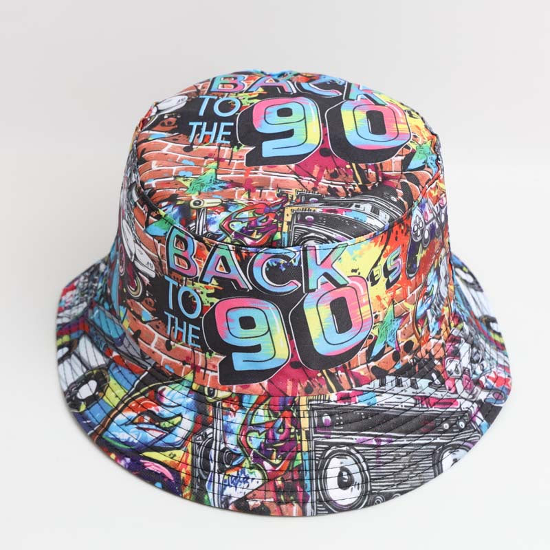 Wholesale  Retro 80 90 Fashion Printed Fisherman Hat Bucket Hat