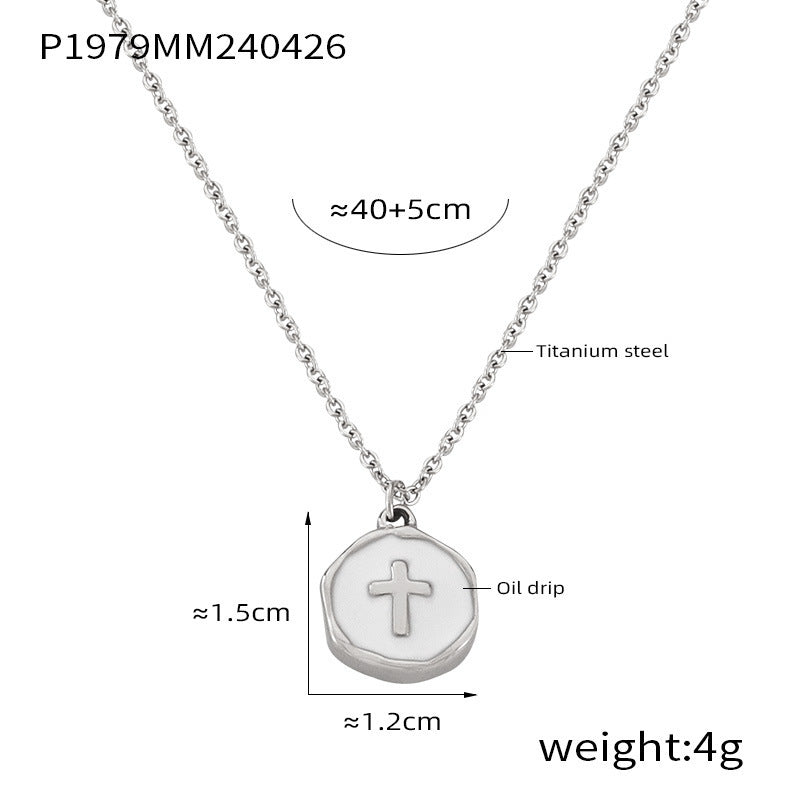 Wholesale Heart Tassel Cross Titanium Steel Necklaces ACC-NE-OMK006
