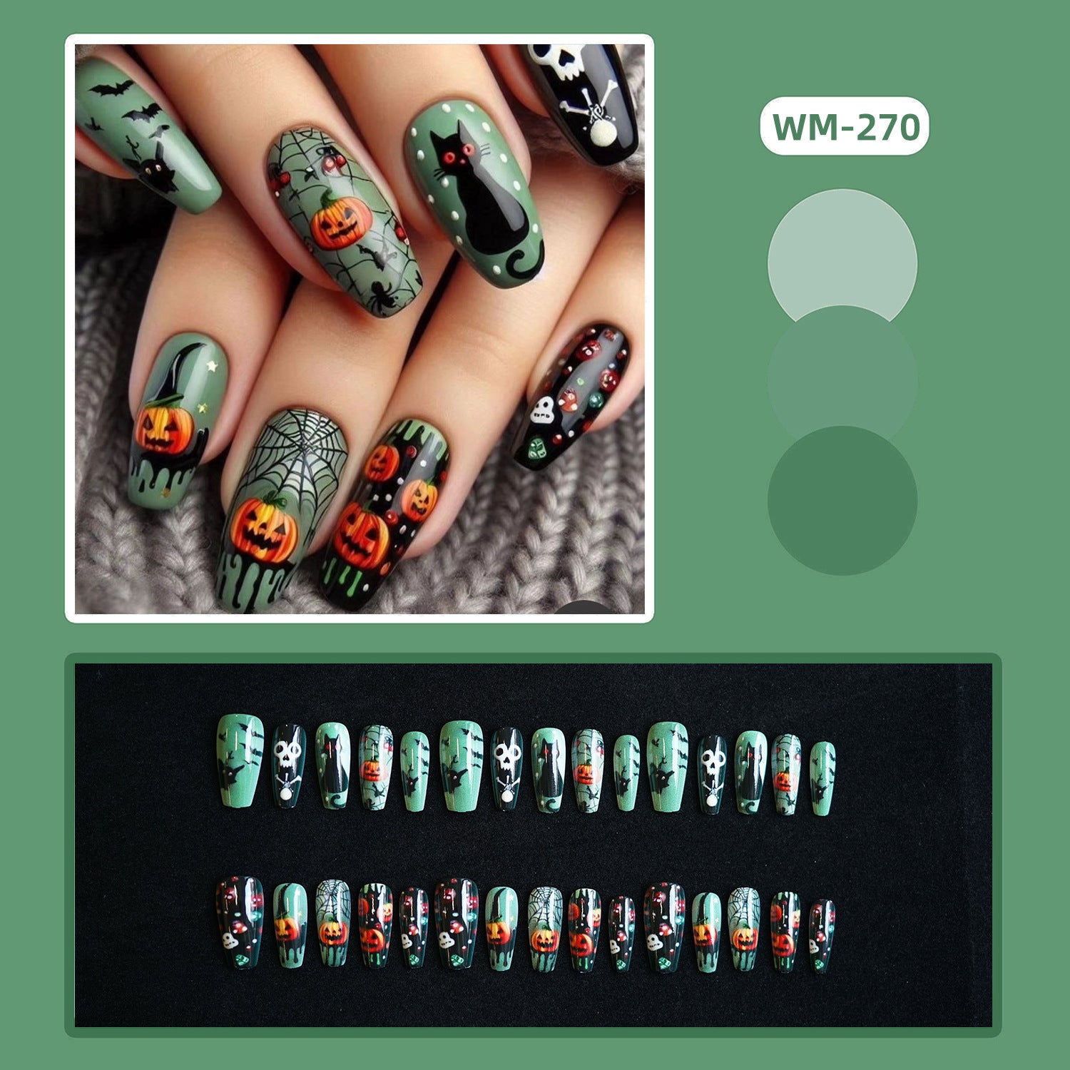 Wholesale 24 Pieces/ box  Pumpkin Nails Kits Nail Stickers