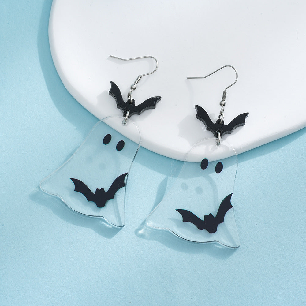 Wholesale  fashion acrylic bat earrings creative Halloween earrings