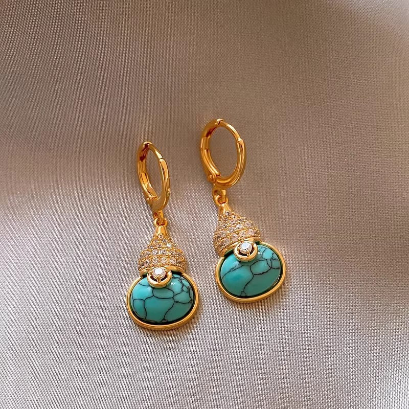 Wholesale Elegant  Sophisticated Four-Leaf Clover Turquoise Stud Earrings