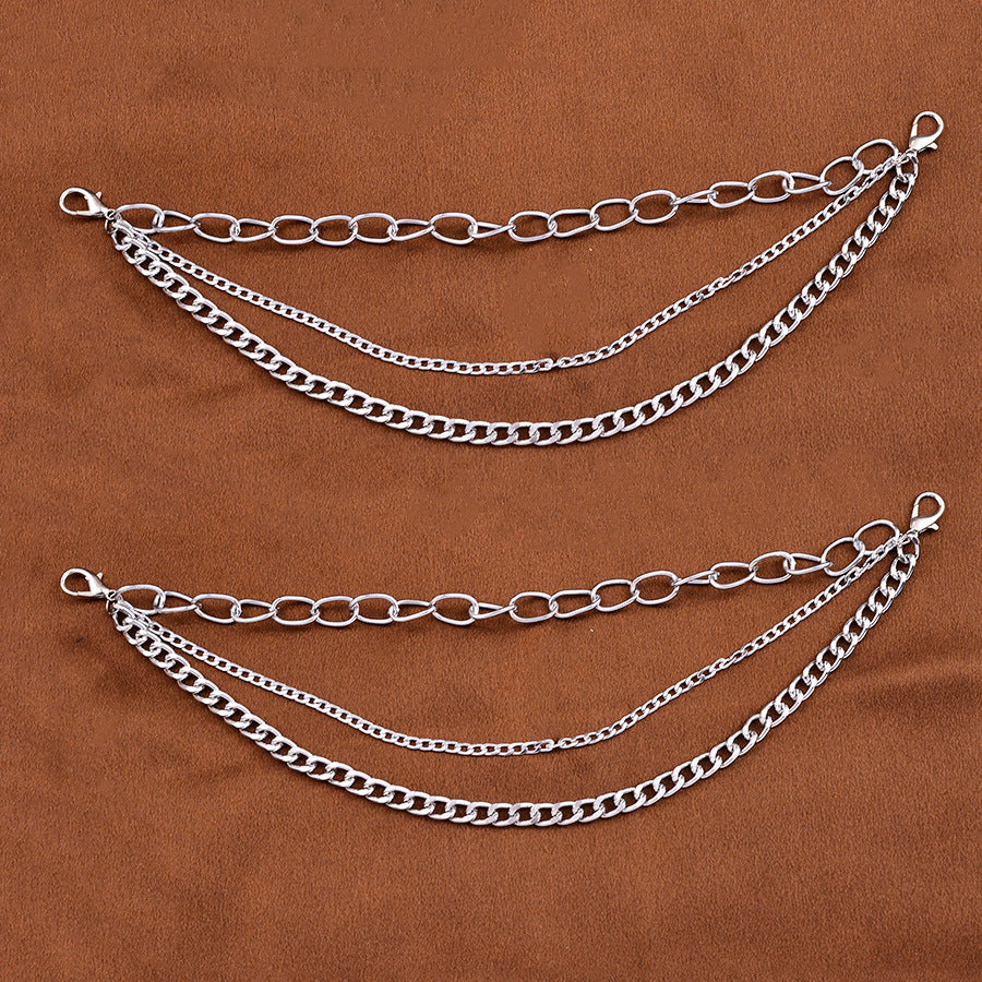 Wholesale Vintage Punk 3 Layer Chain Boot Buckle Shoe Accessory Electroplated Alloy Trendy Style For Resale