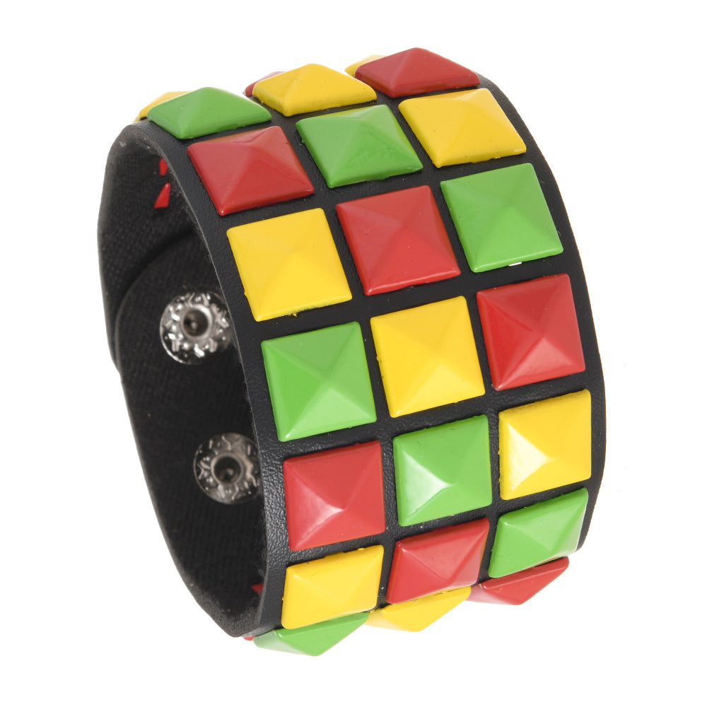 Wholesale Square Rivet Bracelet Men' s Personalized  Bracelet