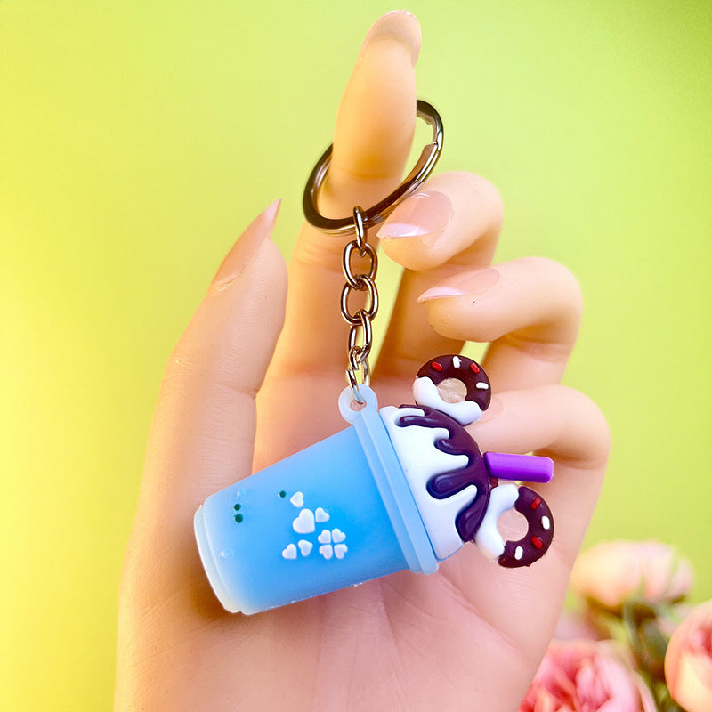 Wholesale Korean Style Ice Cream and Milk Tea Silicone Keychain,  Fashion Car Key Accessory,  Boutique Gift