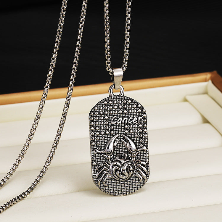 Wholesale Titanium Steel 12 Constellation Necklace  Personality All-match Retro Necklaces