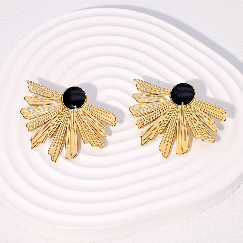 Wholesale irregular fan-shaped high-grade stainless steel earrings