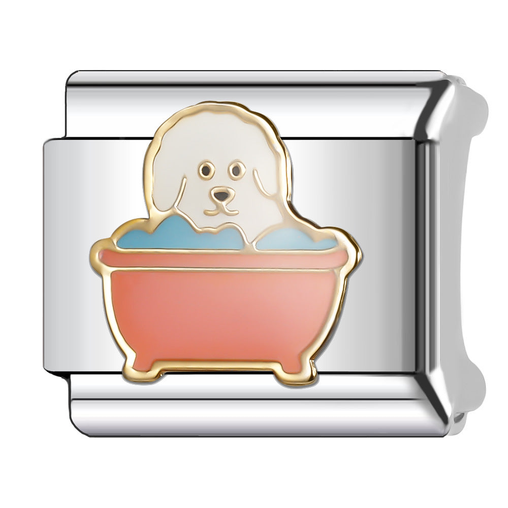 Wholesale Italian Charm Bracelet 9mm DIY Splicing Cute Cartoon Animal Stainless Steel Composable Bracelet