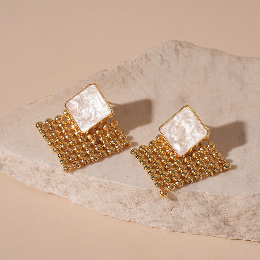 Wholesale  heavy metal woven diamond silver needle earrings