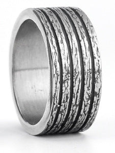 Wholesale Titanium Steel Vertical Grain Rings Men’s Rings ACC-RS-Moer009