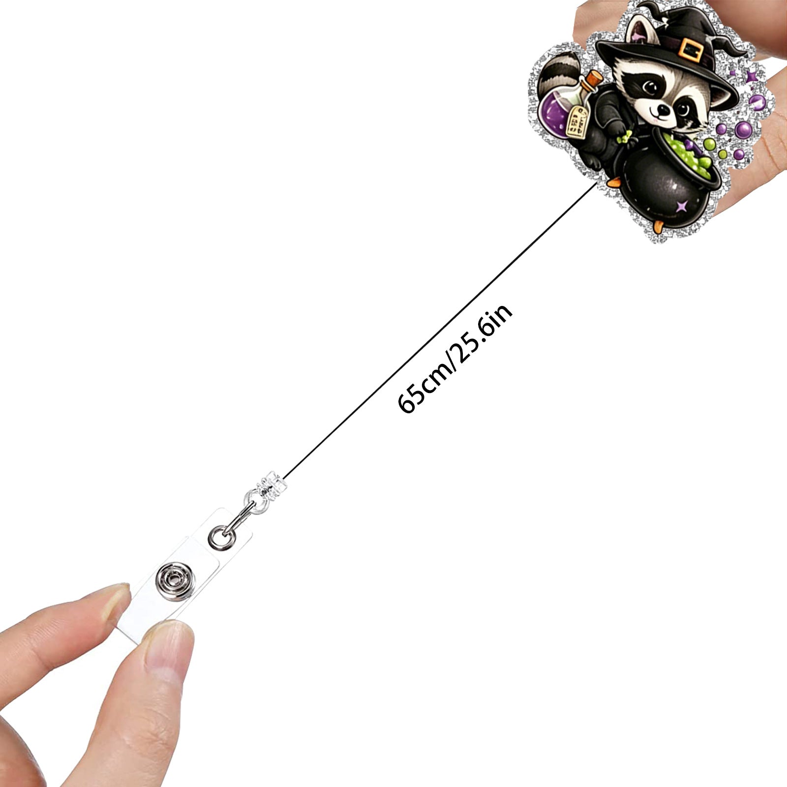 Wholesale  Cute Raccoon Acrylic Retractable Badge Holder with Alligator Clip